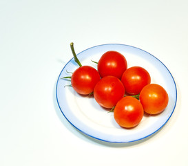 red tomatoes lie on the table