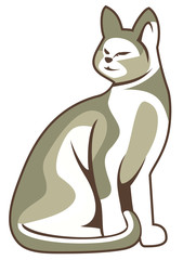 Realistic Pet cat sitting logo design vector eps format