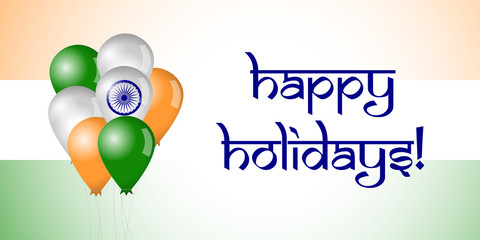 India banner. Set of flag balloons. Baloons painted in colors of the flag. Isolated abstract graphic design template. Creative decorative 3D elements. Decoration idea for political or national events.