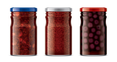 Set of Glass Jar with Jam 