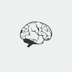 brain vector icon sign illustration grey background