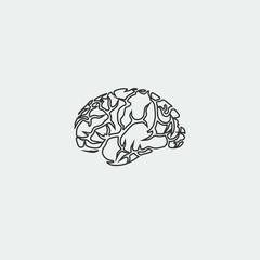 brain vector icon sign illustration grey background