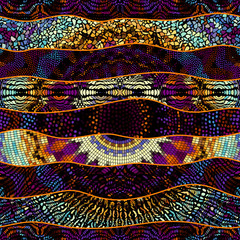 Mosaic art pattern of wavy shapes. Vector image.
