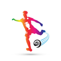 Soccer player kicking ball