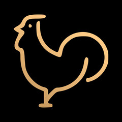 Fototapeta premium Golden chicken vector icon on black background