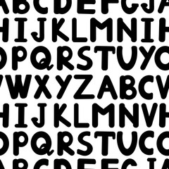 Black alphabet on the white background. Letters seamless pattern.