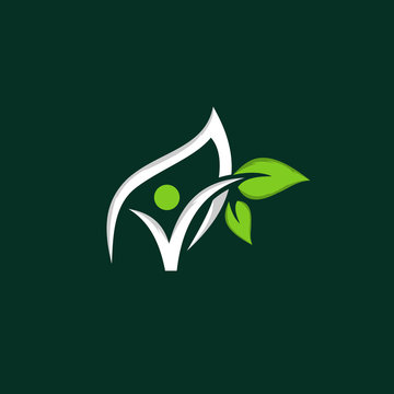 Human Leaf Naturally Modern Icon Logo Element Design Template