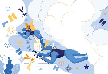 Soldiers Lying on Ground in Iniform and Helmet.