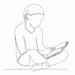 girl reading a book studying