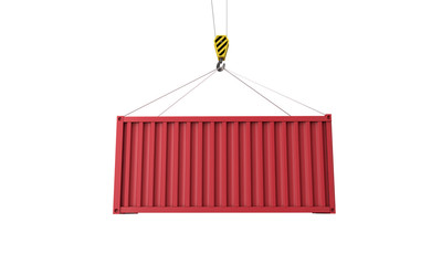 Shipping containers hanging from a crane. Business delivery comcept. 3D Render