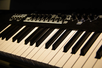 electronic piano keyboard closeup