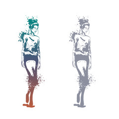 Sketch of trendy look girls with splashes
