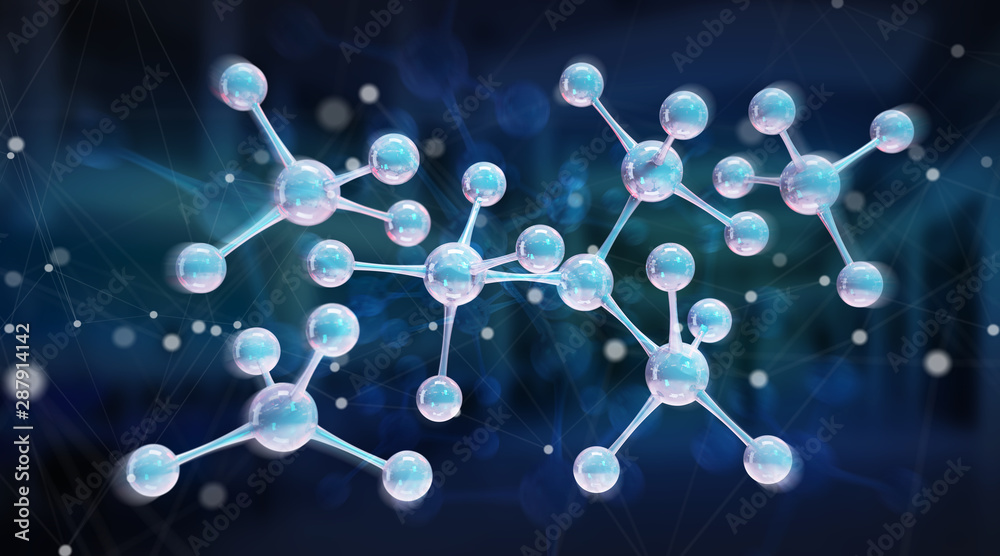 Aufkleber modern digital molecule structure 3d rendering