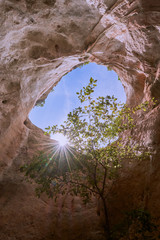 A natural cave on Khao Khanab Nam Mountain in Krabi, Thailand.