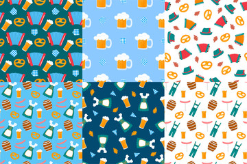 Oktoberfest set of seamless patterns for decoration of the German beer festival