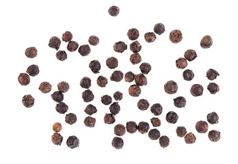 Top view of pepper corn isolated on white background