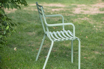 Chairs in the green garden