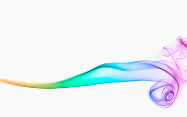 Abstract colorful smoke curly wave texture isolated on white background