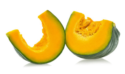 Green pumpkin isolated on white background.