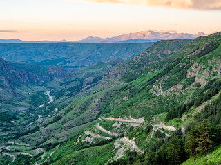 Fototapeta premium Gorge of Kura river in Georgia in the evening