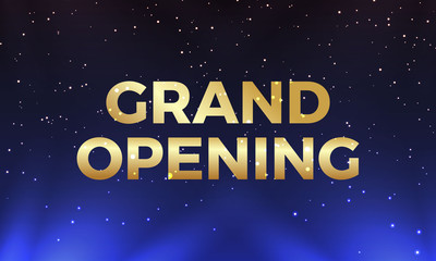 Gramd Opening on Blue Background