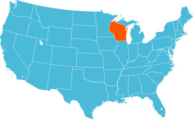 Obraz na płótnie Canvas map of Wisconsin