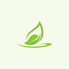 Green Leaf Pure Naturally Simple Icon Logo Element Design Template © ade