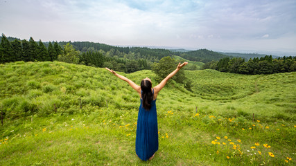 Girl in natural landscape