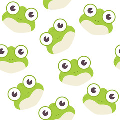 Obraz premium Frog head vector seamless pattern on a white background for wallpaper, wrapping, packing, and backdrop.