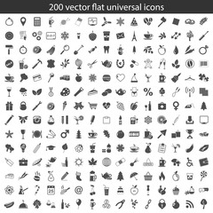 big collection of black vector symbols and icons
