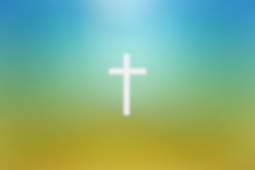 Abstract of Blurred Christ Cross Lighting with Beautiful Gradient Background, Suitable for Christian Religion Concept.