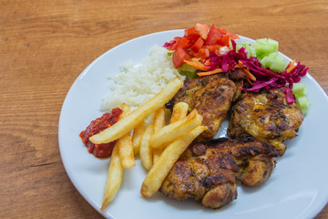 Grilled chicken white rice and vegetables - Turkey Food.