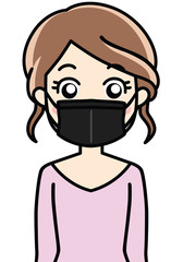 黒いマスクをする女性	