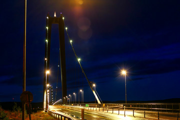The High Coast bridge between Kramfors and Harnosand, Sweden in Angermanland province.