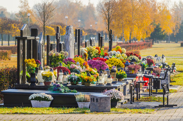 All Saints' Day at the southern municipal cemetery in Antoninow, Poland
