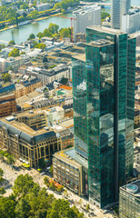 Panorama miasta z lotu ptaka. Frankfurt nad Menem widziana z gory.  Panorama miasta w Niemczech....