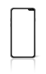 All-screen blank smartphone mockup isolated on white. 3D render