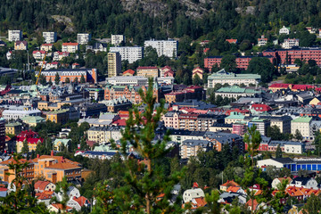 Sundsvall, Sweden, A view over the city from a local mountaintop.