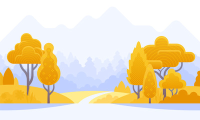 Autumn background. Vector landscape in flat style