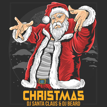 SANTA CLAUS FAT RAPER HIP HOP CHRISTMAS PARTY ARTWORK VECTOR