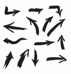 Illustration of Grunge Sketch Handmade Watercolor Doodle Vector Arrow Set Collection