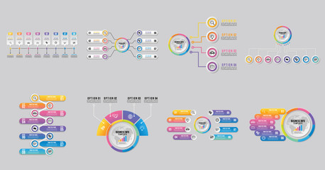 Fototapeta na wymiar Set Of Infographics Elements Vector Design Template. Business Data Visualization Infographics Timeline with Marketing Icons most useful can be used for info graph, presentations, process, diagrams, an