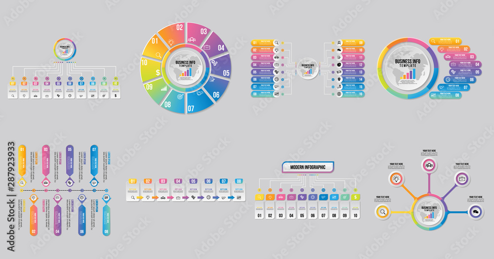 Wall mural set of infographics elements vector design template. business data visualization infographics timeli