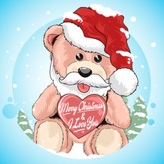 TEDDY BEAR SANTA CLAUS WITH CHRISTMAS HAT ARTWORK