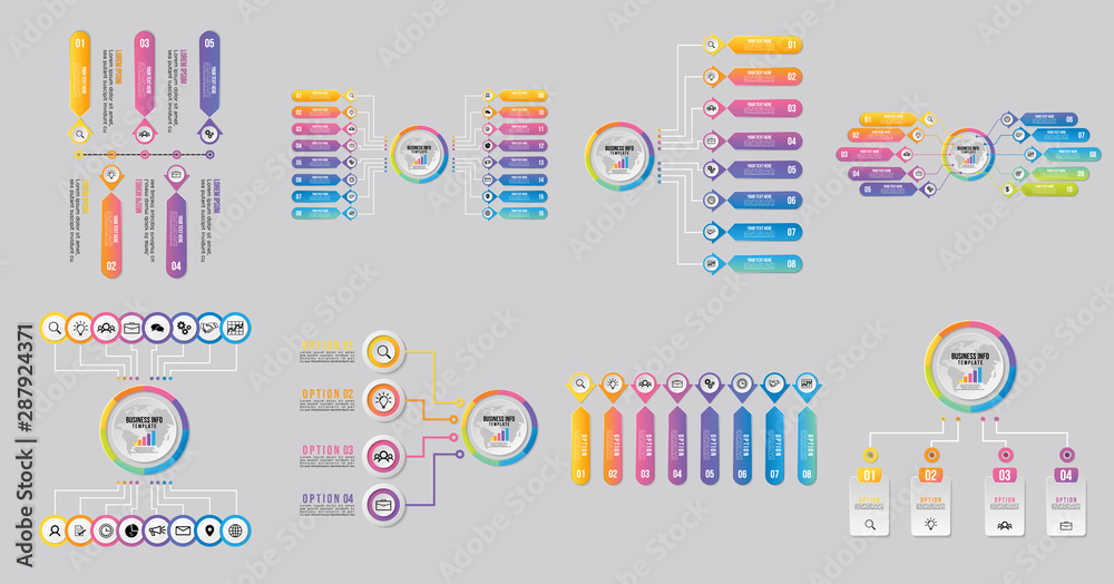 Wall mural set of infographics elements vector design template. business data visualization infographics timeli
