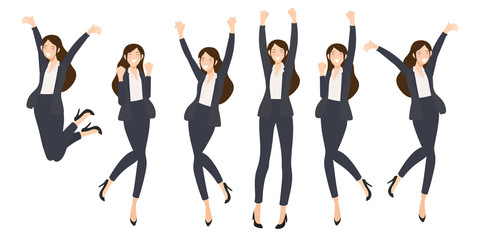 success happy business woman on white background isolated eps10 vectors illustration