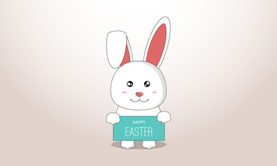 Happy easter with white Rabbit vector