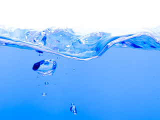 Naklejka na ściany i meble Clean blue water and waves against a white background