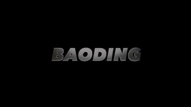 City of Baoding, China, 3D graphic title brushed steel look, fill and alpha channel.