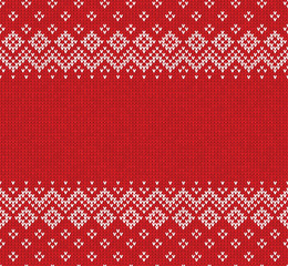 Fototapeta na wymiar Winter Christmas Scandinavian knitted seamless abstract background frame and border.